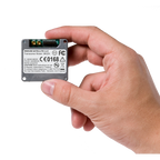 Iridium 9602N SBD transceiver shown in hand for size reference